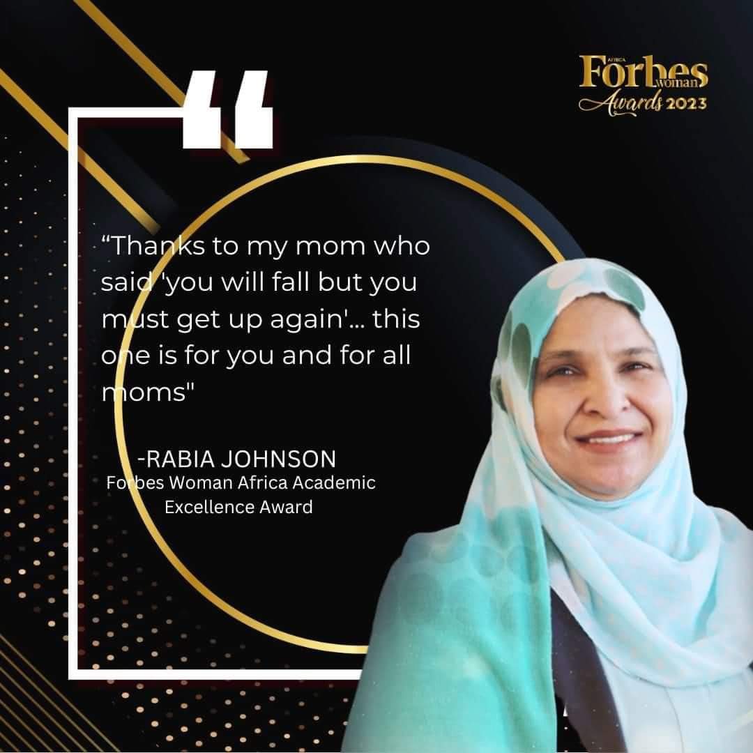 SAHeart_ZA's tweet photo. A huge congratulations to Prof Rabia Johnson, also the new chair of SASCAR (South African Society for Cardiovascular Research) for winning the Forbes Women Africa Academic Excellence Award - we are super proud #SAHeartforyou https://t.co/zj4bqJeVyK