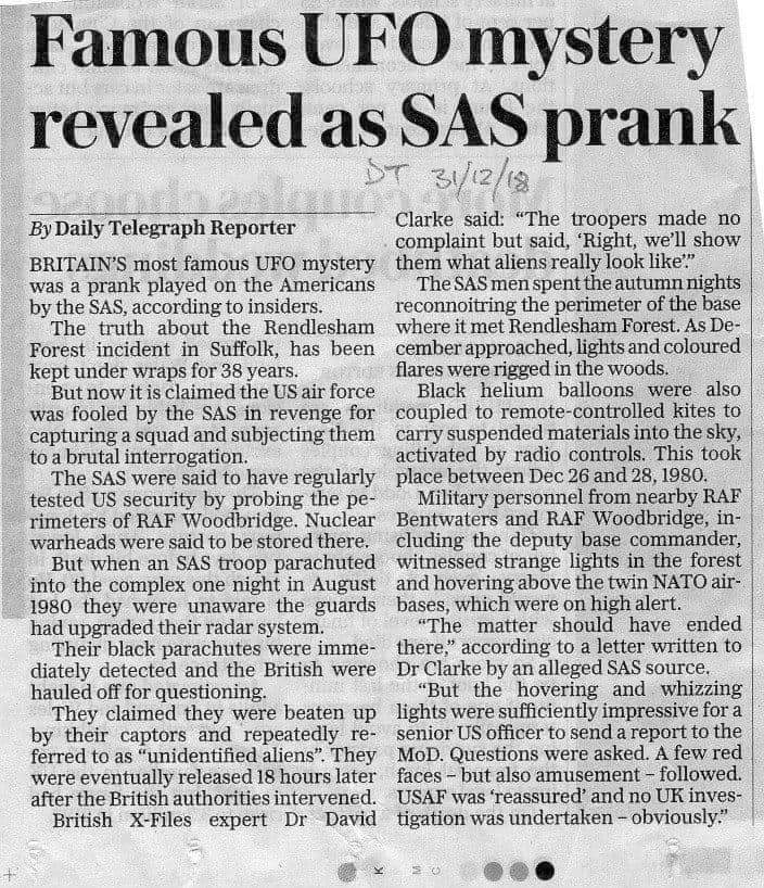 Being as we're going to be talking all things #Falklandswar for the next few months, here's a fun story about the SAS in 1980 pulling a UFO prank on our American cousins... With determination like this, we could only win 🤣