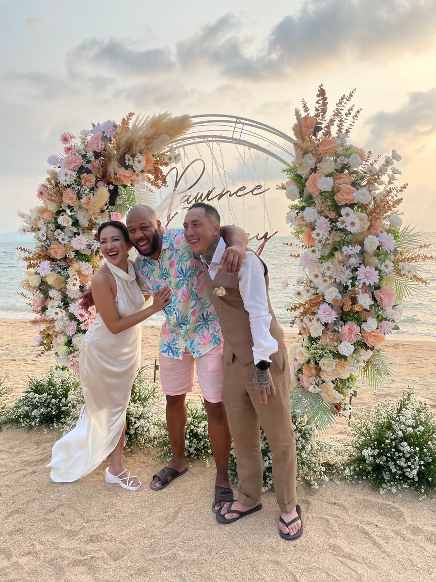 Thai American Beach Wedding. So damn happy for these two. Being a part of special days like this reminds me of how much beauty we have in the world. And yes, Pink is my color. #thailand #beachwedding