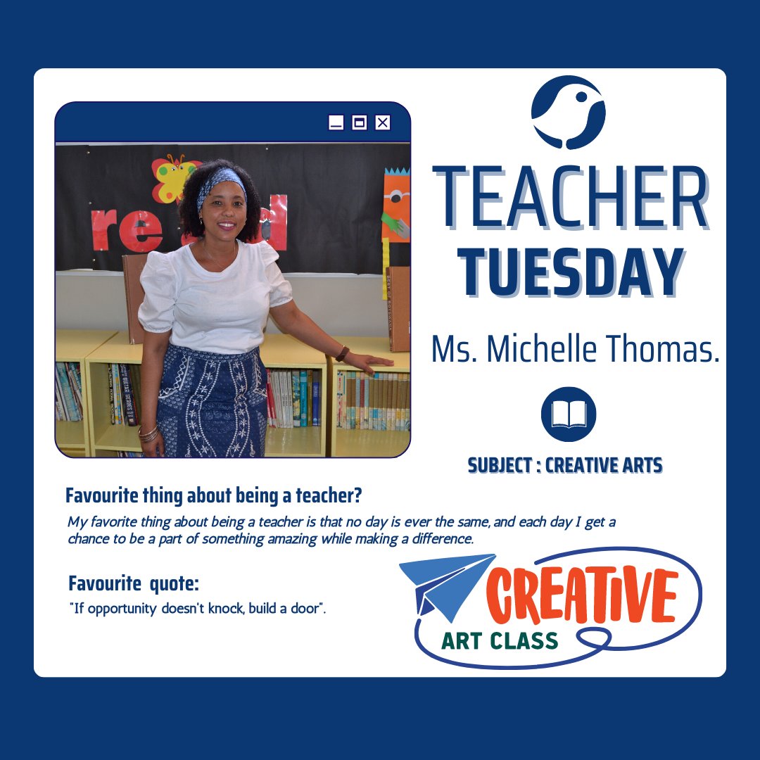 It's another #TeacherTuesday and let's celebrate one of our teachers from the Foundation School! 
Ms Michelle Thomas.  Happy Teacher Tuesday!📖📚🧮