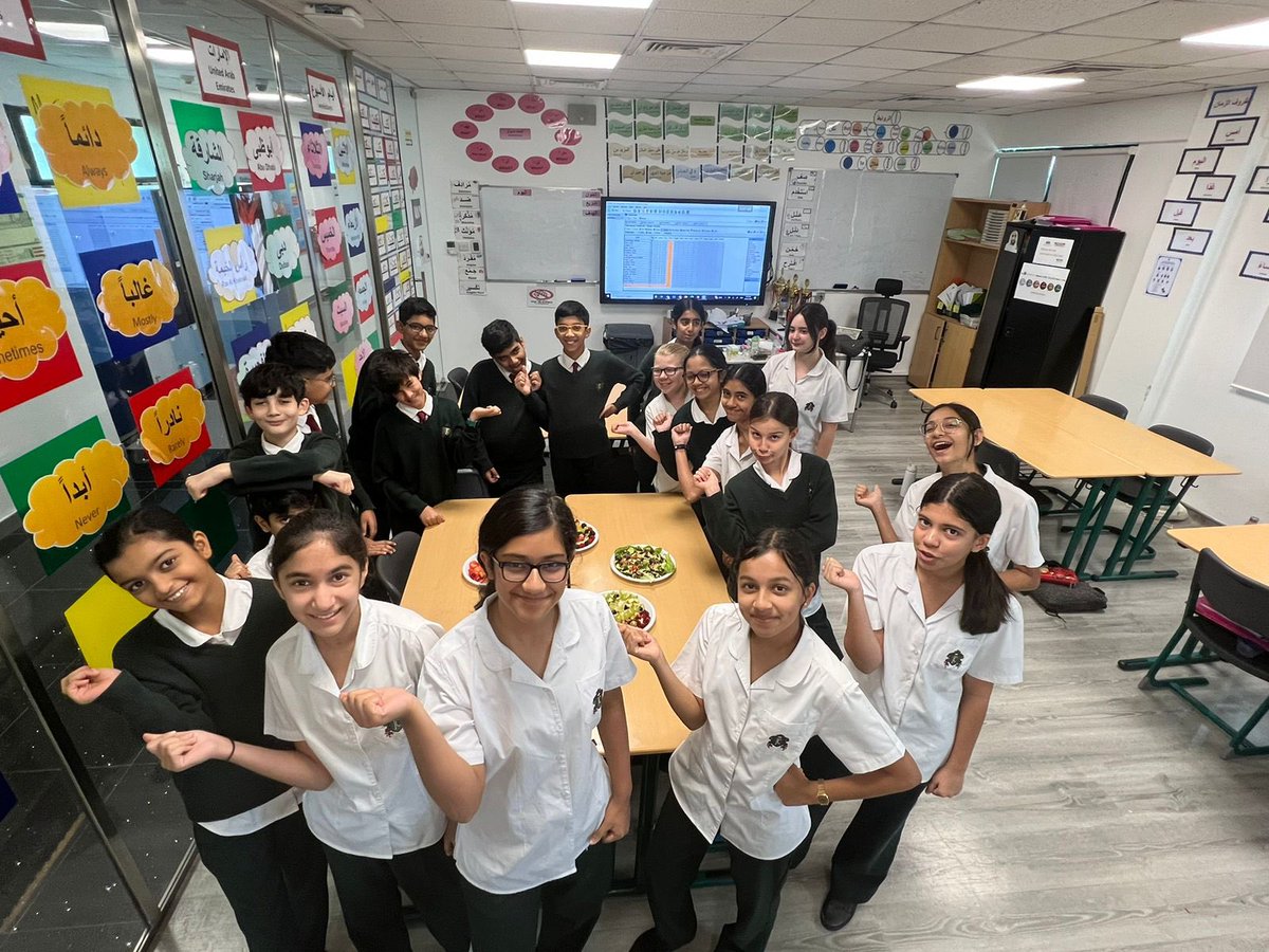 JCD_ArabicB's tweet photo. Here you go! Salad is waiting for you @JumeirahCollege @GEMSEducation @KHDA #HealthyFood #Arabicweek well done year 7 chefs. https://t.co/A2V95H331o