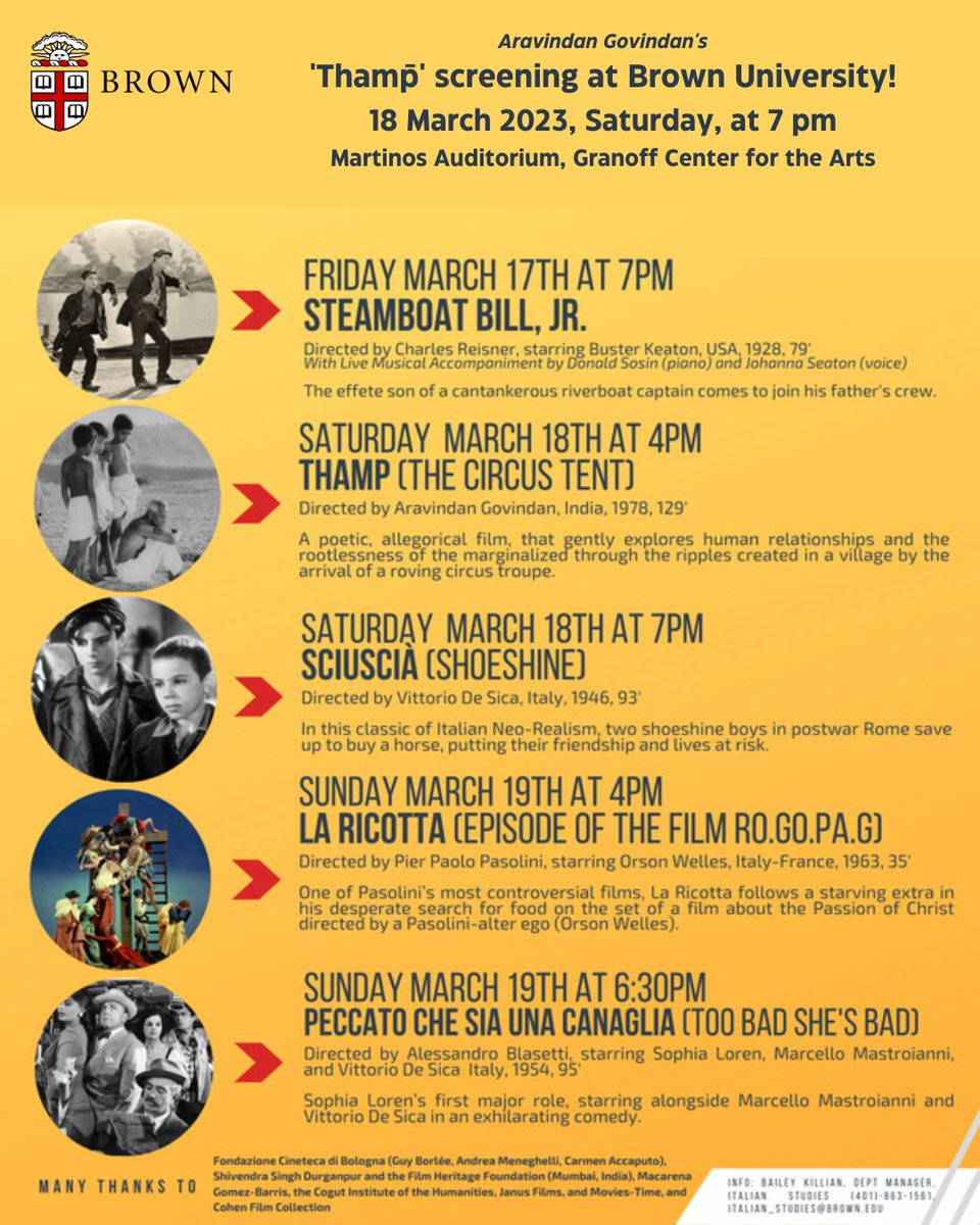 FHF is delighted to announce that our 4K restoration of Aravindan Govindan's 'Thamp̄', will be screened at <a href="/BrownUniversity/">Brown University</a> on Saturday, 18 March 2023 at 7 pm at the Martinos Auditorium, Granoff Center for the Arts as part of the Il Cinema Ritrovato Festival on Tour.
