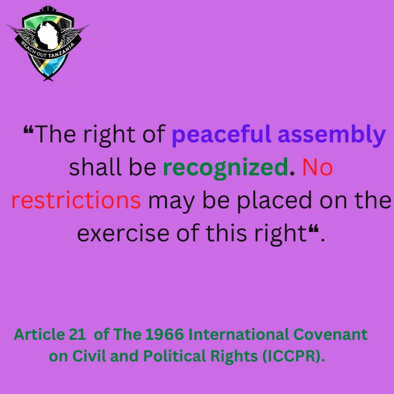 ntele_bh's tweet photo. ❝The right of peaceful assembly shall be recognized. No restrictions may be placed on the exercise of this right❝.- Article 21 of The 1966 International Covenant on Civil and Political Rights (ICCPR). #SheriaZetu #FreedomOfSpeech #RightToAssembly https://t.co/8jGvy1zDQJ