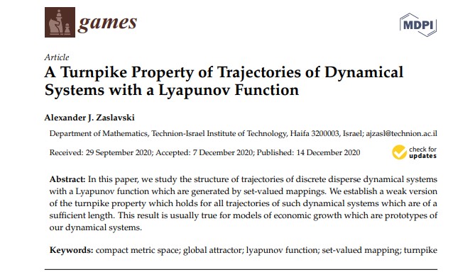 GamesMdpi's tweet image. 🧩A Turnpike Property of Trajectories of Dynamical Systems with a Lyapunov Function mdpi.com/923830 #mdpigames  from @GamesMdpi 

Keywords: compact metric space; global attractor; #lyapunovfunction; set-valued mapping; turnpike