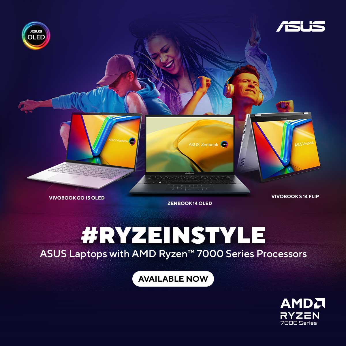 ASUSIndia's tweet photo. #RyzeInStyle with the latest #ASUS laptops powered by #AMD #Ryzen™ 7000 Processor - for a smarter & faster work experience!
Available Now: https://t.co/HHhxa1f3R8
#ASUSIndia #Zenbook #Vivobook #WowTheWorld #ASUSOLED #TogetherWeAdvance #Windows11 #Windows https://t.co/bmgYXndrbx