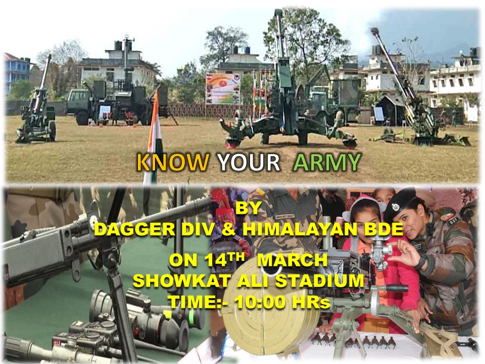 #RashtriyaRifles of #Daggerdiv organized a Display program  #know your Army at showkat Ali Statium  where many types of Army equipment's displays in front of local youth and brief about them.
#464646
#KnowyourArmy
#IndianArmy 
#Daggerdiv
#RashtriyaRifles
@Baramulla46