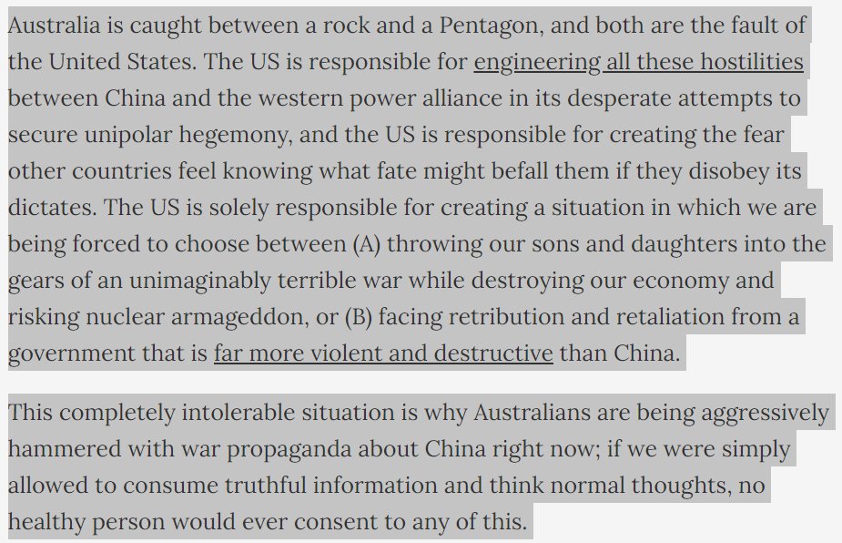 Caitlin Johnstone on the reality that Australia is not arming itself against China to protect itself from China. Australia is arming itself against China to protect itself from the United States.