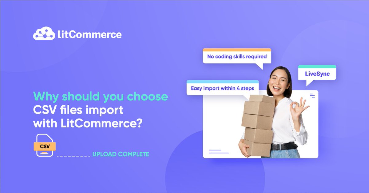 litcommerce's tweet photo. Want to list your products on @Wix, @Walmart, and @Etsy… from a CSV file?
Try LitCommerce:
✅LiveSync
✅No coding skills required
✅Easy import within 4 steps
Start for free: https://t.co/g2zUOkl2zG
#LitCommerce #CSVfile #data https://t.co/XrmOkzvNTH