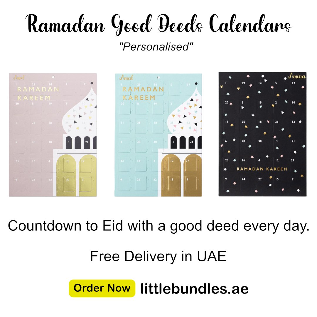 LittleBundlesAE's tweet photo. Get your Ramadan Good Deeds Calendars today.

30 days of good deeds for children to follow - helps them get into the spirit of this blessed month!

And, we can personalise it as you like.

Order yours now: https://t.co/taIbnij8WJ

Free Delivery in UAE.

#ramadan #ramadan2023 https://t.co/sEUF1EGSJt