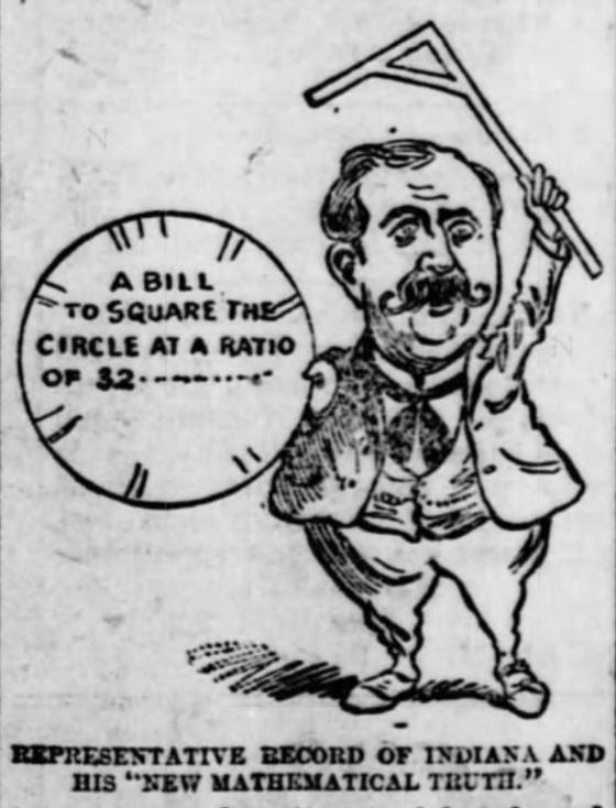 tasa_geschichte's tweet image. Ups! 1897 bringt ein Arzt aus Indiana ein Gesetz im Parlament ein - er habe die ganze Zahl von Pi durch seine übernatürlichen Kräfte errechnet. Das Problem: Während der parlamentarischen Anhörung ist auch ein echter Mathematiker anwesend. Das Gesetz kam nicht durch #piday #pitag