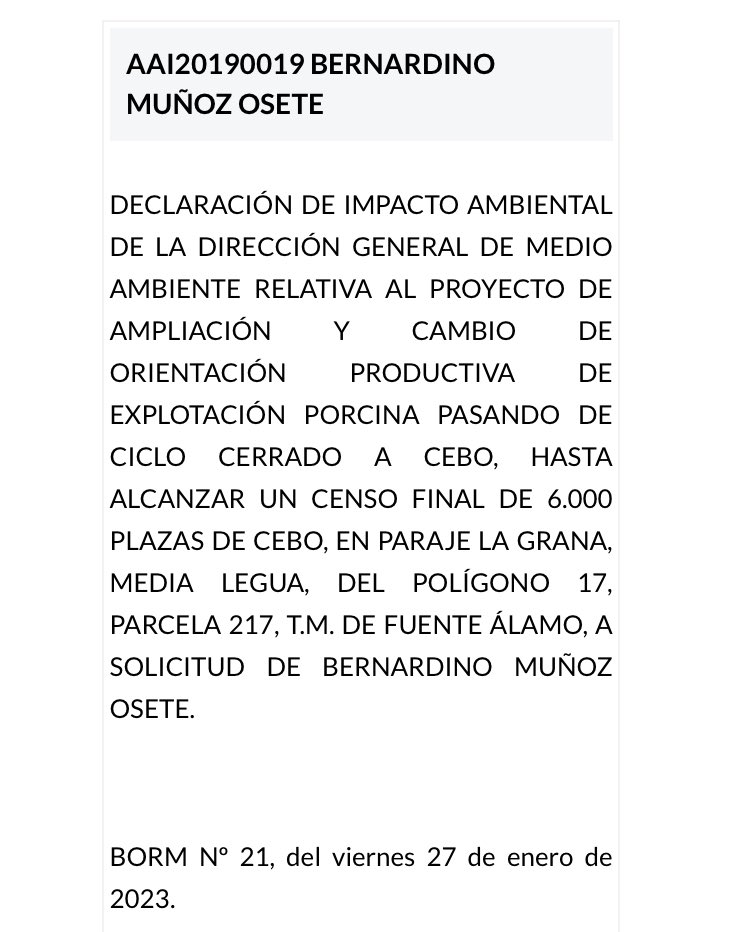 RosaRodaNews's tweet photo. 👉La CARM autoriza la ampliación de una granja porcina (hasta 6000 plazas de cebo) en cuenca vertiente del Mar Menor con 8 informes DESFAVORABLES de la CHS.

 👉¡Y a tomar puñetas el Mar Menor y el medio ambiente ! Lo de esta Región no tiene arreglo. Es lo que hay. https://t.co/13DuFNhnMH