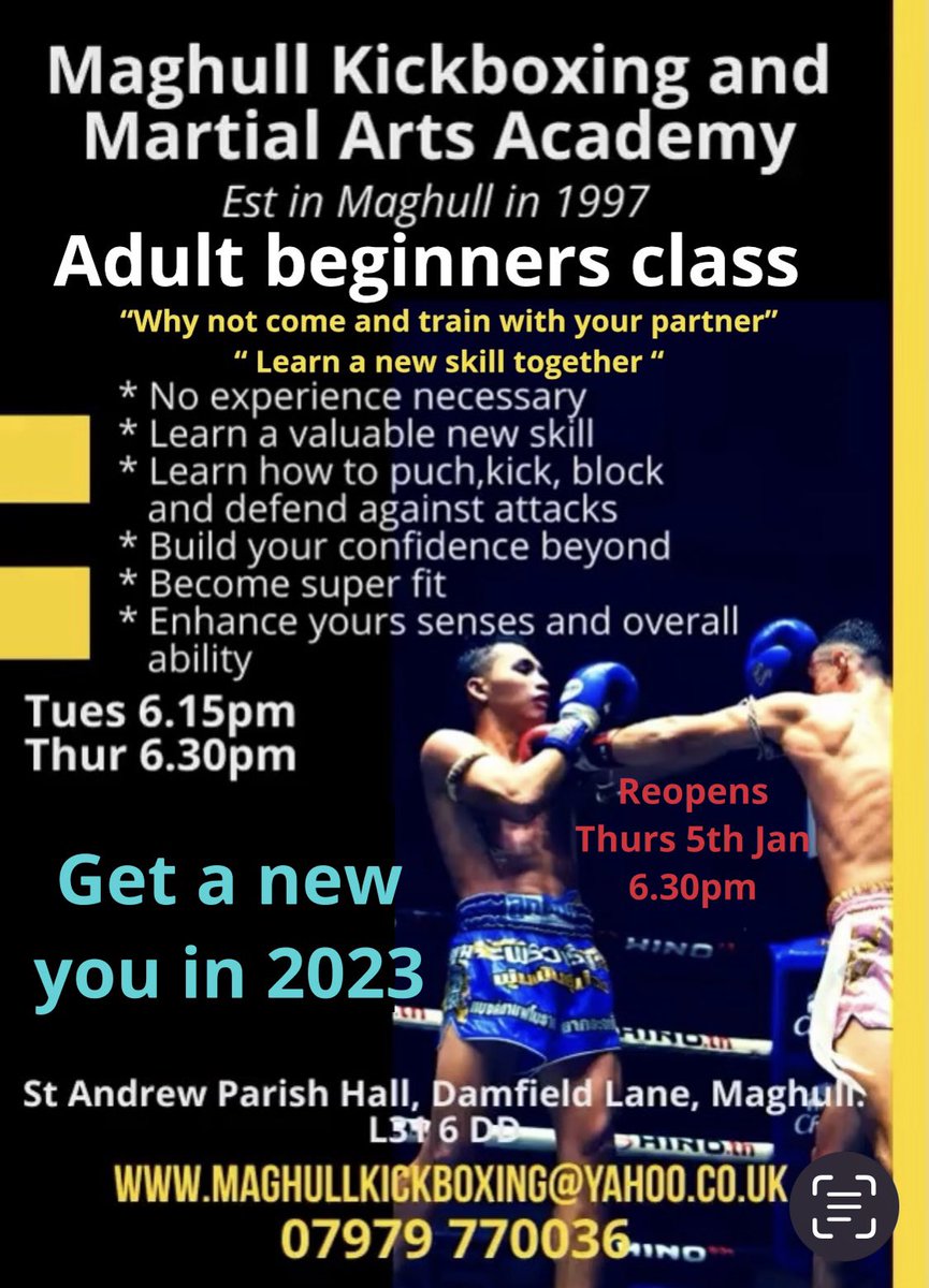 Junior and Adult kickboxing and self defence. Est 1997 maghullkickboxing.co.uk Tel 07979 770036 Beginners always welcome
