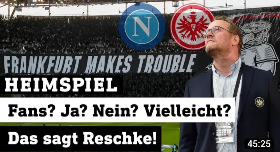 📺 #SGE Vorstand Philipp Reschke exklusiv bei uns im heimspiel zum Napoli-Theater. Mit u.a. <a href="/lukdombro/">Lukas Dombrowski</a> 

▶️ youtu.be/jXlMnYZ-sB8