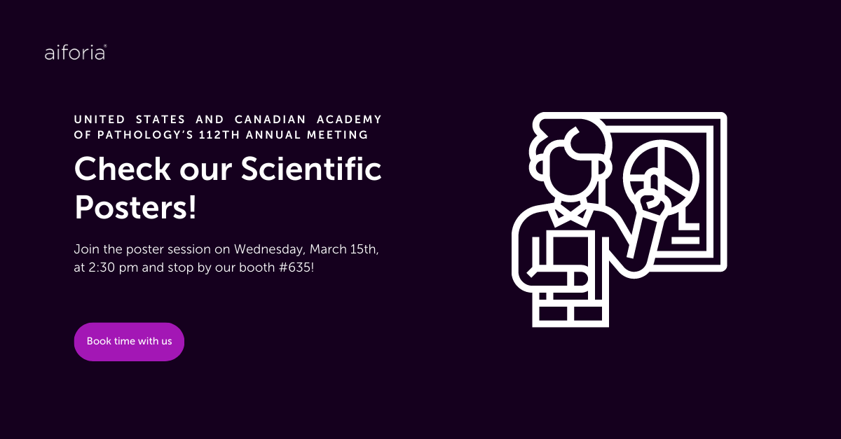 aiforia_tech's tweet photo. Our team is presenting posters at #USCAP2022 the United States and Canadian Academy of Pathology 112th Annual Meeting. Join us on Wed. at 2:30pm for the poster session & visit our booth 635 to learn about our AI solutions. Book a demo: https://t.co/NFM3JTSE8Q #IAMUSCAP https://t.co/P3QV190noZ