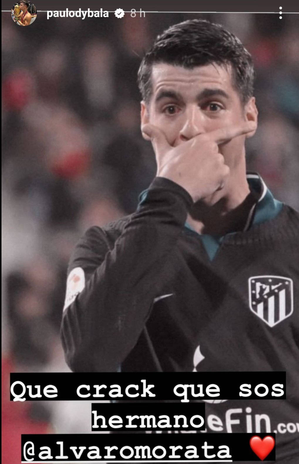 La historia de Dybala dedicada a Morata.
