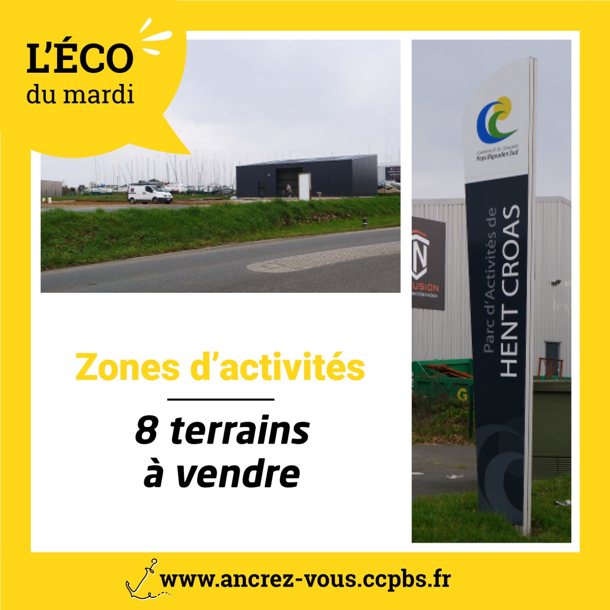 PaysBigoudenSud's tweet photo. đŁ LâĂCO DU MARDI đŁ
Vous recherchez un terrain pour installer ou dĂ©velopper votre entreprise ? La communautĂ© de communes dispose de 8 lots sur 2 zones dâactivitĂ©s Ă Loctudy et Ă TrĂ©ffiagat.
+ dâinfo sur đ https://t.co/Fwdp3dfTUc
#ccpbs #paysbigouden #ancrezvousenpaysbigouden https://t.co/64VKdZxdfD