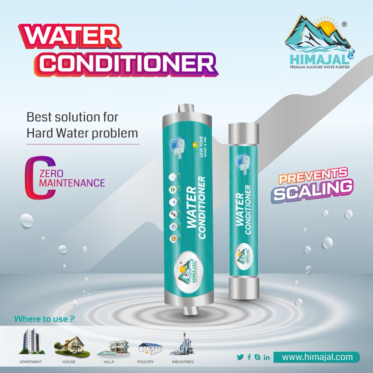 Himajal Soft Water Conditioner - Revolutionary and Cost effective solution for Hard water Problems, Converts Hard water to soft water without salt and chemicals.

For demo call us  @  9392946262

 #limescale #hardwater #hardwaterproblems #himajal #waterconditioner #watersoftener