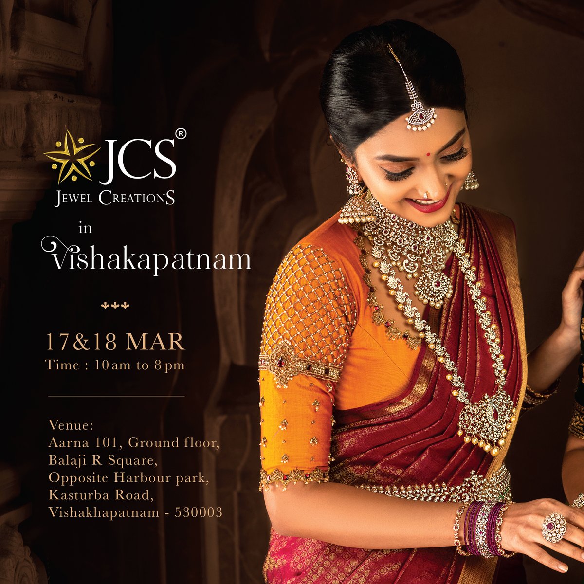 JCS_jewels's tweet photo. The classical temple jewellery designs from JCS are designed with extravagant splendour and regal glory.

On March 17th and 18th, explore the celebration at Balaji R Square, Kasturbha Road, Vishakapatnam, from 10 a.m. to 8 p.m.

#Jewelleryexpo #JCS #TempleJewellery https://t.co/VopioSOqVe
