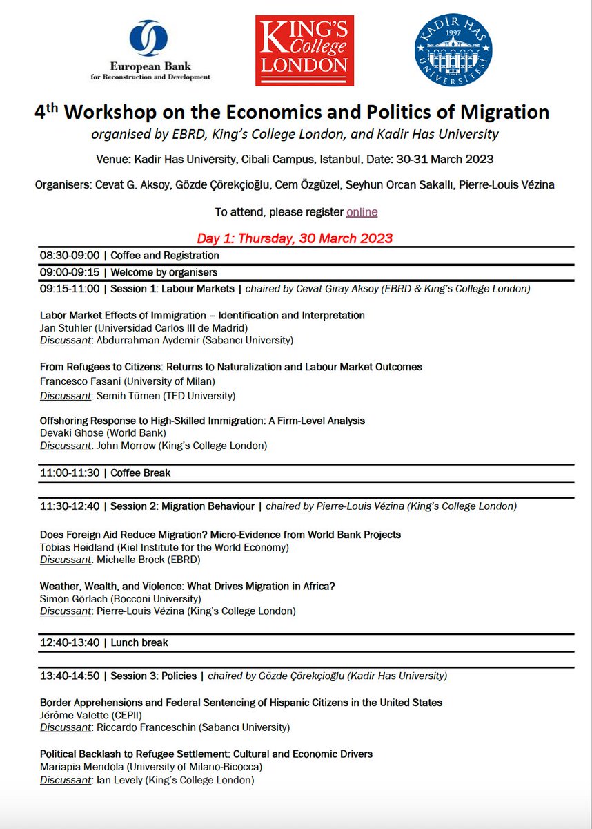 khasecon's tweet photo. We are excited to host the 4th 𝗪𝗼𝗿𝗸𝘀𝗵𝗼𝗽 𝗼𝗻 𝘁𝗵𝗲 𝗘𝗰𝗼𝗻𝗼𝗺𝗶𝗰𝘀 𝗮𝗻𝗱 𝗣𝗼𝗹𝗶𝘁𝗶𝗰𝘀 𝗼𝗳 𝗠𝗶𝗴𝗿𝗮𝘁𝗶𝗼𝗻 on 30-31 March.  

To attend, please register here: 
https://t.co/lYhSLeN0wG https://t.co/erOOmemk6m