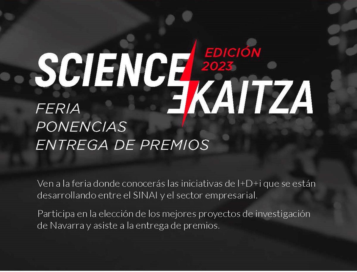 ADItech's tweet photo. ¡Ya está aquí #SciencEkaitza2023!
🗓️28 y 29 de marzo
📌@baluarte
🏆Dos días para descubrir la #ciencia que se hace en #Navarra y las últimas tendencias tecnológicas ➕#FeriaOpenSINAI Premios #SciencEkaitza2023
https://t.co/f2HJdQ2xvm https://t.co/X7dtyulkah