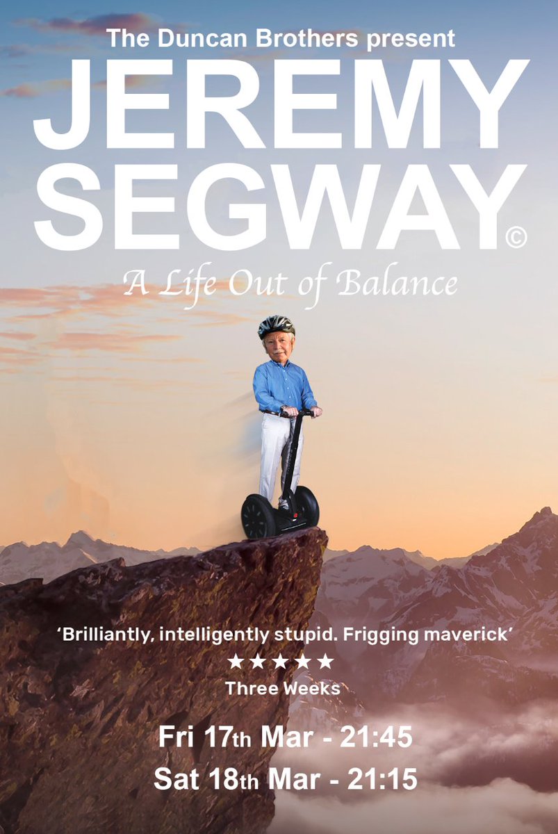 Excited to see <a href="/brothersduncan/">Duncan Brothers</a> latest theatrical production.  The inspiring story of Jeremy Segway told by his two boys!  On the 17th and 18th.  vaultfestival.com/events/jeremy-…