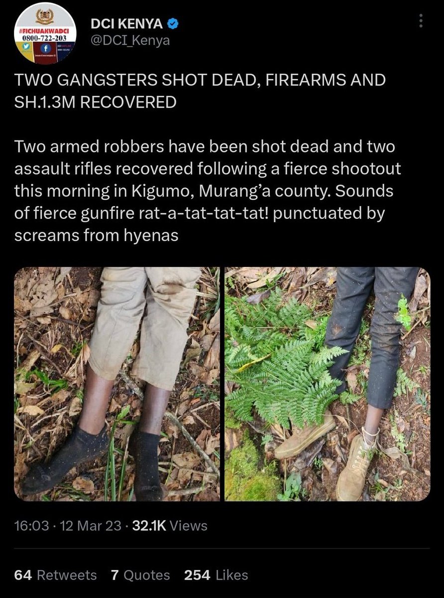 The Kenya Police murdered two human beings in cold blood, then joked about it on twitter. They arrested them, questioned them and then executed them, mafia style. They have been doing this since the colonial police was formed by the British. #KLMpoliticalEd #MapinduziKe 
A 🧵
