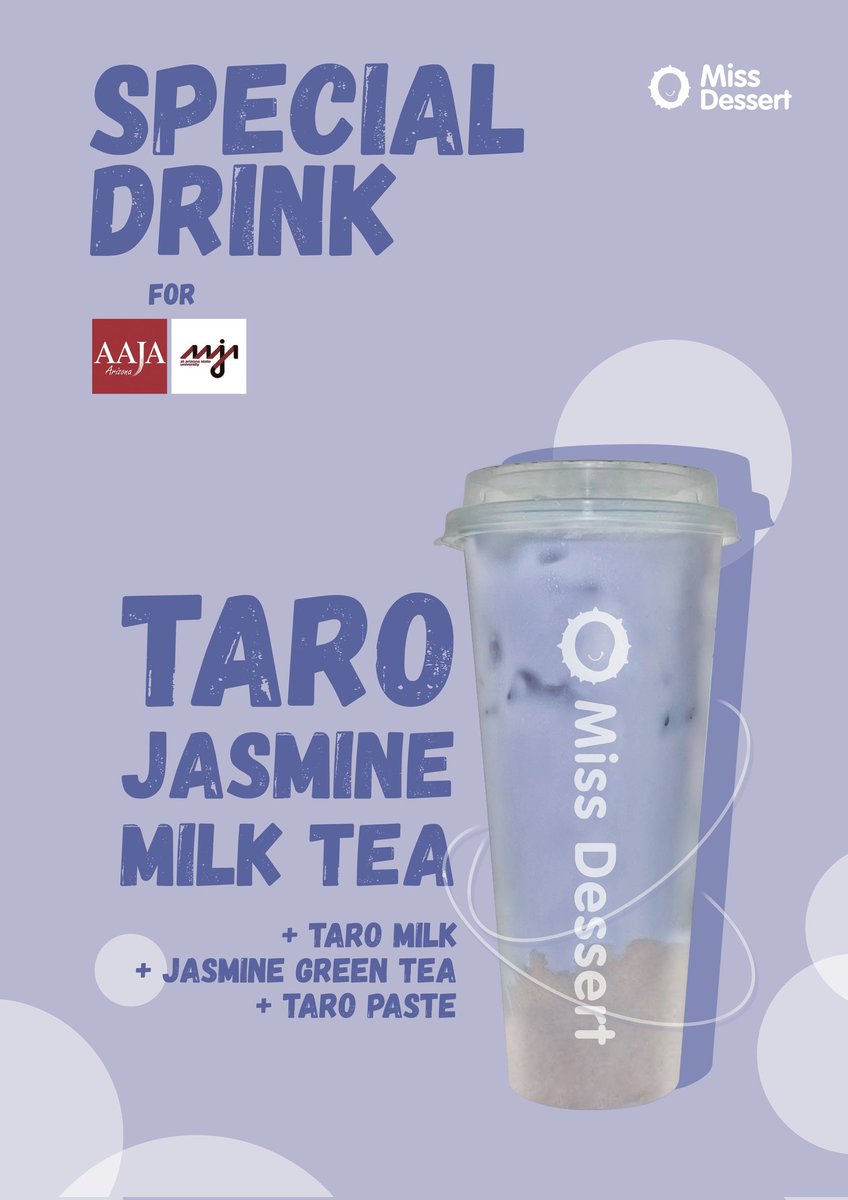So how many <a href="/aaja/">Asian American Journalists Association est. 1981</a> chapter events have had their own AAJA boba drink? 😄 Thank you Miss Dessert for going to this extra effort for <a href="/AAJAArizona/">AAJAArizona</a> and <a href="/aaja_asu/">AAJA at ASU</a> and offering a special menu item. ❤❤🧋🧋