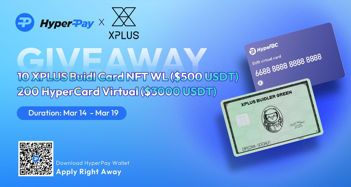 📣Come and join our #Giveaway with <a href="/xplusio/">XPLUS 🕹️The 1st TradingGameFi Platform</a> @Quest3_xyz 😊
 
⏲Mar. 14 - 19
🏆10 #XPLUS Buidl Card #NFT WL
💳200 #HyperCard Virtual

👉Finish tasks below &amp; you will have a chance to win the prizes!🥰
🔗app.quest3.xyz/quest/74946298…

#NFTGiveaways #AirdropAlert #CryptoCard #Quest3