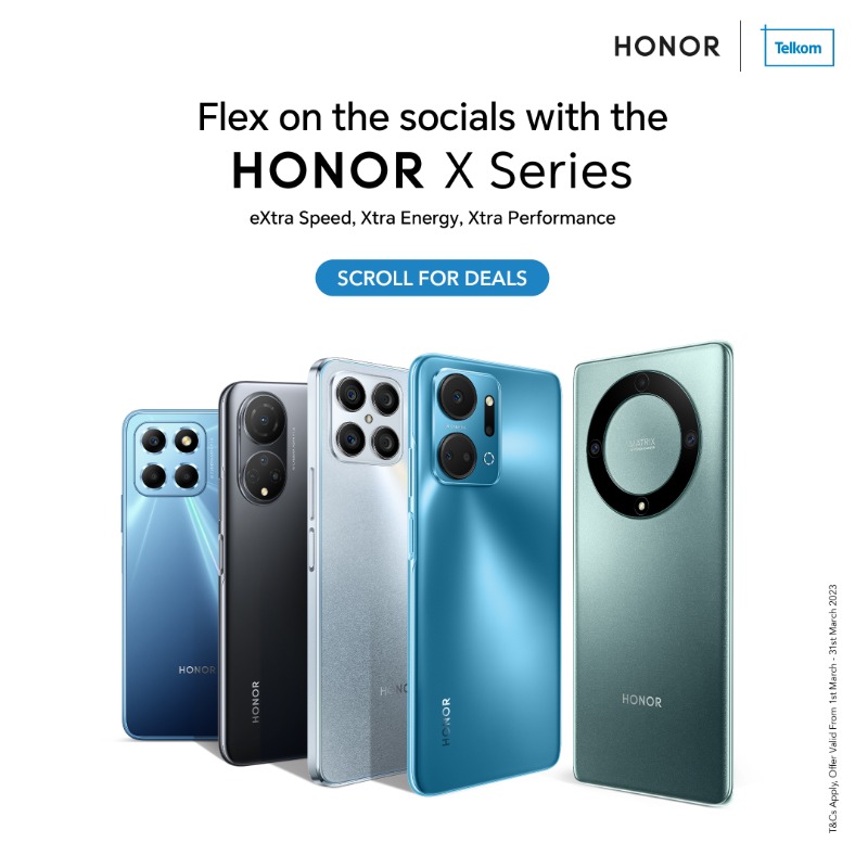 HonorAfrica's tweet photo. Upgrade to one of our HONOR X series deals and fleX on the socials! Shop online or visit your nearest Telkom store. #HONORFlex

RT, tag a friend and #HONORFlex #HONORXseries. Stand a chance to win R1500 shopping voucher. Closes 15.03.2023.