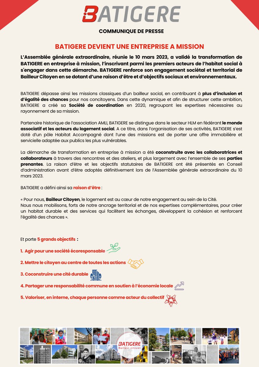 Gera2Emmanuelle's tweet photo. @batigere devient une entreprise à mission
Dépasser les missions d'un bailleur social en contribuant à plus d'inclusion et d'égalité des chances pour nos concitoyens.
#BATIGEREbailleurcitoyen https://t.co/tCvFwThfH0