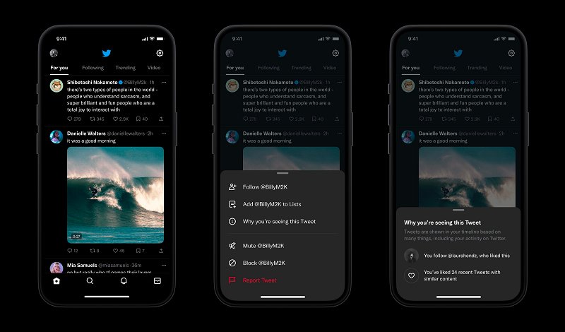 'Why you're seeing this Tweet'

Twitter is working on this feature for each tweet in your feed.

credits: socialmediatoday