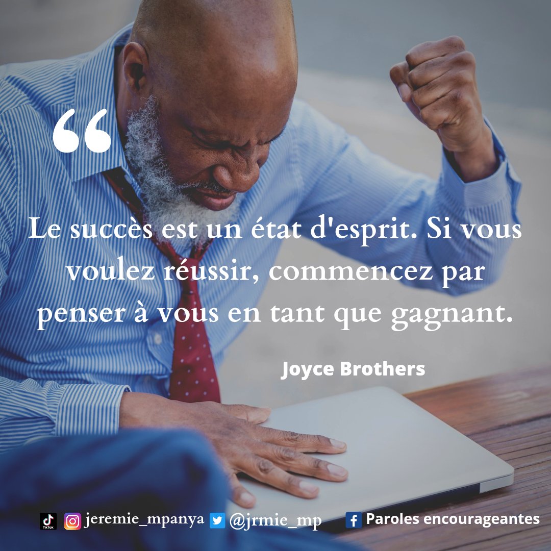 jrmie_mp's tweet photo. « Le succès est un état d'esprit. Si vous voulez réussir, commencez par penser à vous en tant que gagnant. »

𝑱𝒐𝒚𝒄𝒆 𝑩𝒓𝒐𝒕𝒉𝒆𝒓𝒔📍 https://t.co/5WOPfwG3p6
