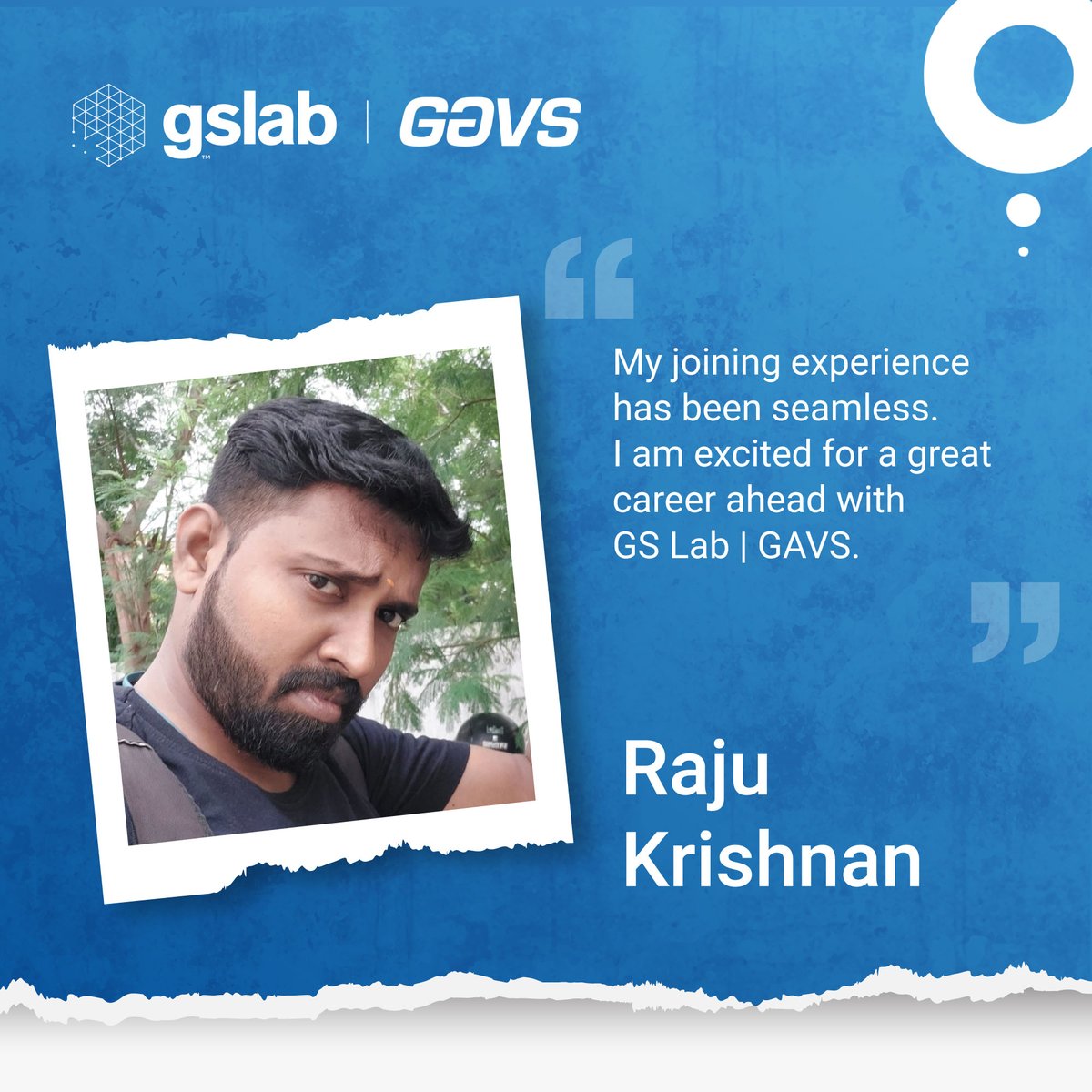 insideneurealm's tweet photo. A warm welcome to GAVS, Raju! We’re always working to build a strong and passionate team, and we're glad to have you as a part of it.
#WelcometoGAVS #GAVS #GSLab https://t.co/VUsmf3aXDr