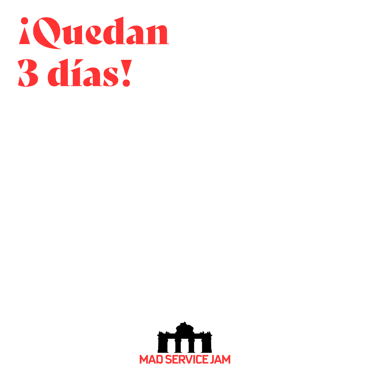 ¡¡No te pierdas el evento del año!!  ¡Aprovecha esta ocasión para adquirir nuevos conocimientos y desarrollar tus habilidades! ¡Quedan solo 3 días, así que no esperes más y apúntate ahora, mientras queden plazas! 

#gsjam #thisiswhywejam #madservicejam