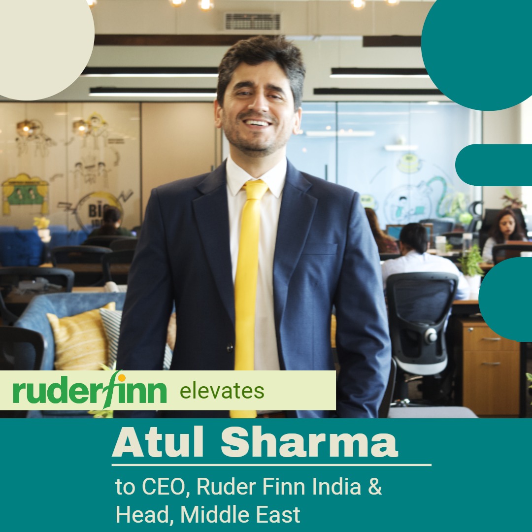 RuderFinnIndia's tweet photo. We are thrilled to announce that Atul Sharma has been elevated to CEO, Ruder Finn India and Head, Middle East!

Join us in congratulating @atulogical on this new chapter with Ruder Finn.

#RFWhatsNext https://t.co/aEnIQemSxb