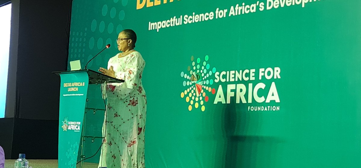 Prof Tom Kariuki, director Science for Africa Foundation and Alinah Segobye, Chairperson SFA speaking at the launch of DELTAS 2 funding round. 14 consortia have been funded for 4 years to do research and capacity building for health in Africa. <a href="/KEMRI_Wellcome/">KEMRI-Wellcome</a>