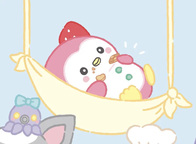 寝て食べてる 