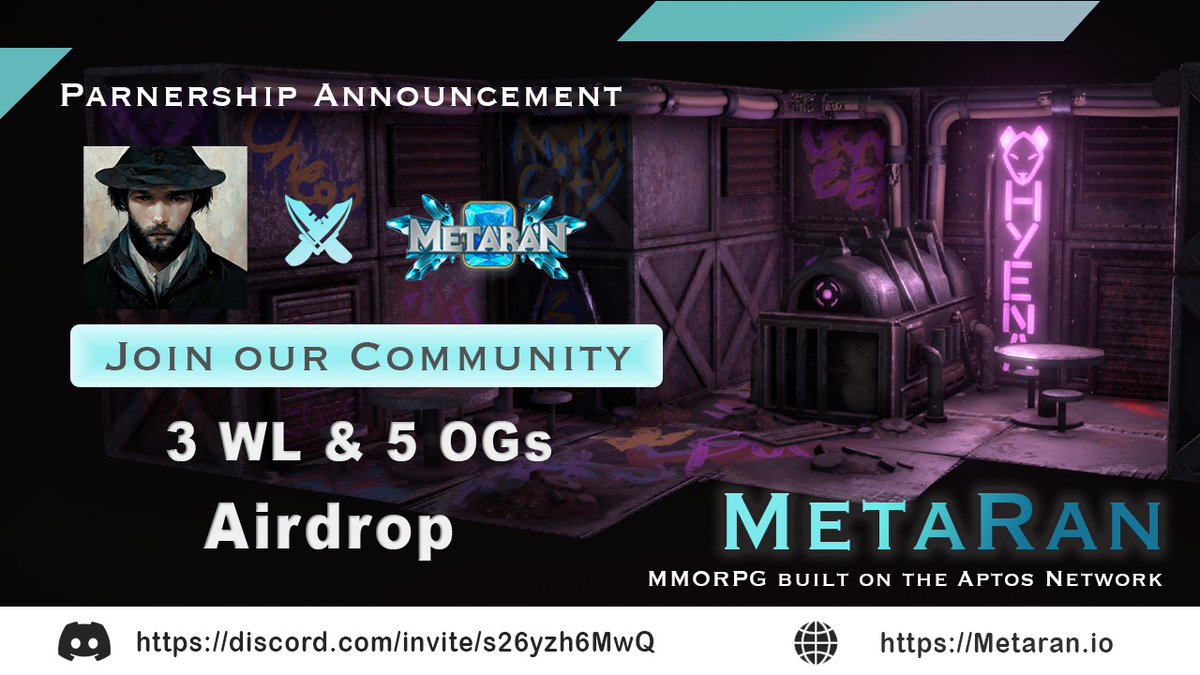 Amazing to partner with @capnft3333 🤖
 
🚀5 OG from <a href="/Meta__Ran/">MetaRan</a> &amp; 3 WL from @capnft3333

1. Follow <a href="/Meta__Ran/">MetaRan</a> &amp; @capnft3333
2. Like &amp; Retweet
3. Tag 3 friends
4. Join: discord.com/invite/s26yzh6… &amp; discord.com/invite/pej2qQ8…

#Aptos #Sui #NFT #DeFi #AptosLaunch #suilaunch