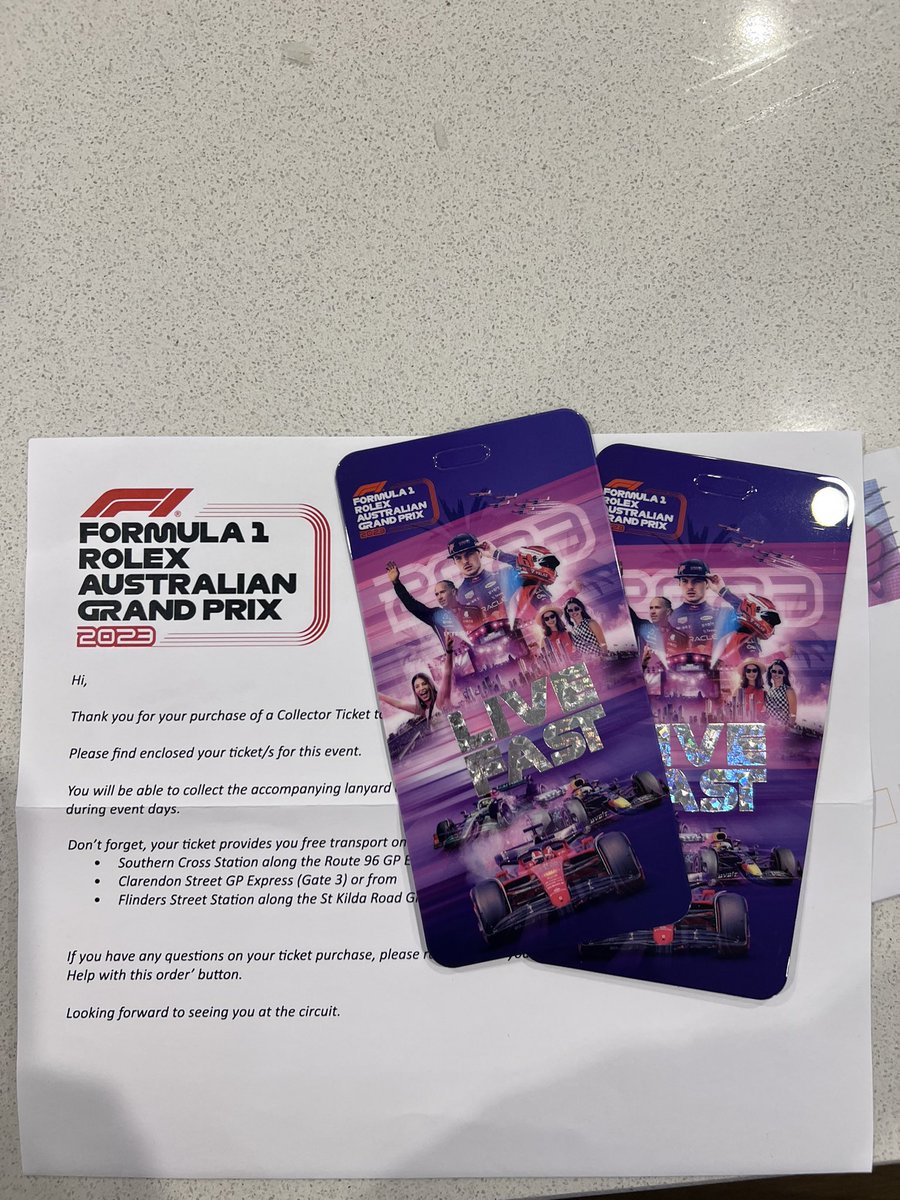 trackdownmotor's tweet image. It’s always a good day when @ausgrandprix  tickets arrive! #livefast #f1 #f1podcaster #ausgp