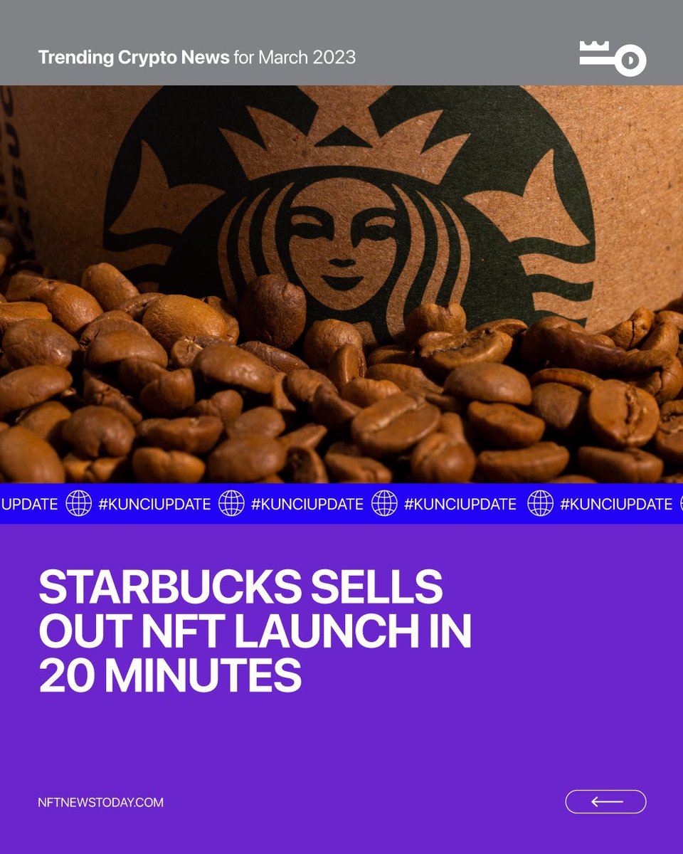 Kuncicoin_id's tweet photo. Happy Tuesday #KunciArmy! 🤩 It’s time for us deliver #KunciUpdate to you 📰

This week in #Crypto News:

1. KunciGoods x Nindito released @hammersonicfest Exclusive Trucker Hat
2. @Starbucks Sells Out NFT Launch in 20 Minutes

1/2 https://t.co/YZluq83LpO
