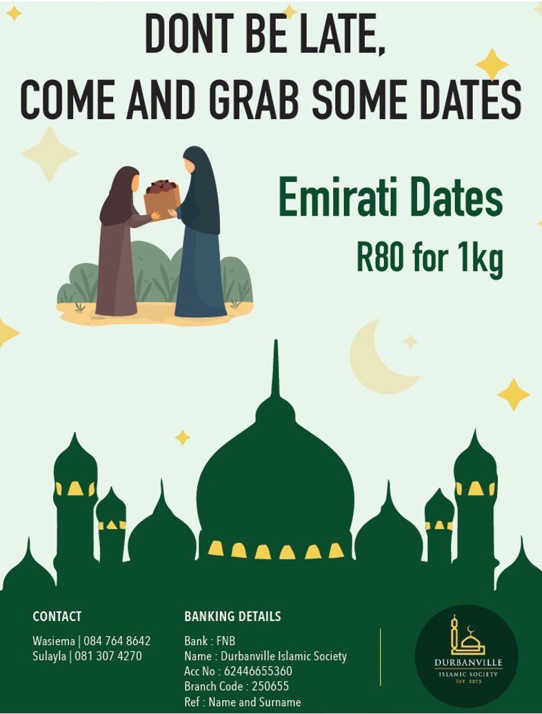 DIslmSoc's tweet photo. Order your delicious dates now ! https://t.co/VorThS00db