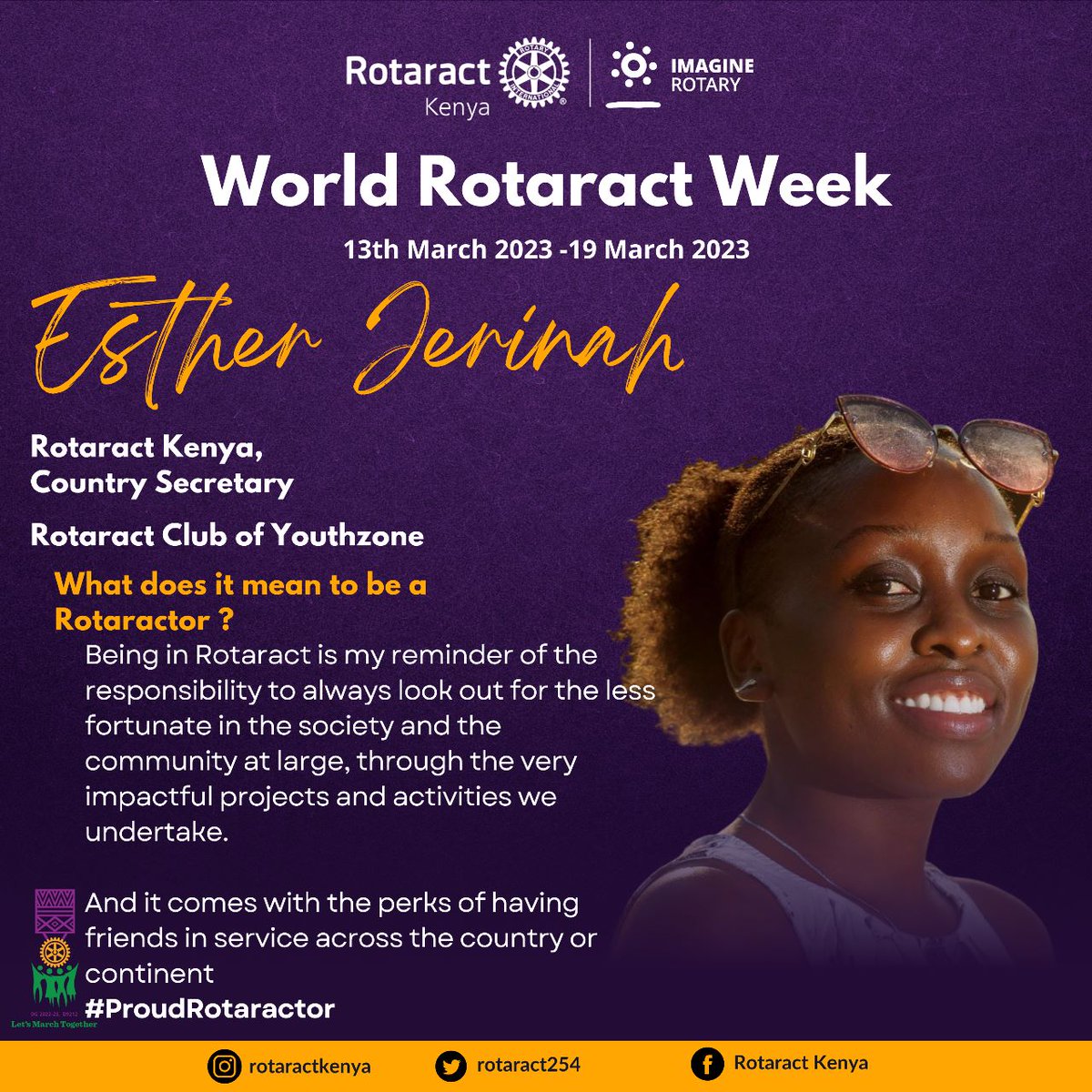rotaract254's tweet photo. Msichana mrembo lakini ni fan wa Arsenal. 😂
Esther Jerinah aka Shawry for the papers is a Rotractor from the the RAC Youthzone.
Service has always been at her heart & today more than ever she is proud to give back to the community.
Thank you for being a #ProudRotaractor 💜 💛 https://t.co/YVreCZkHS6