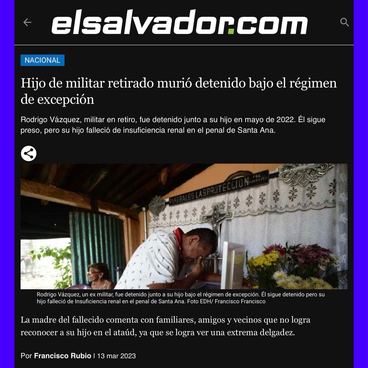 XotchitlLaZurda's tweet image. @nayibbukele sos #Asesino DEL PUEBLO❗
Los hijos de la Clase Trabajadora están siendo asesinados sistemáticamente. 
La morgue está militarizada , las muertes no se reportan, hay #fosascomunes y #fosasclandestinas 

#bukelefascista 
#terrorismodeestado
#justiciaparalosinocentes 🇸🇻