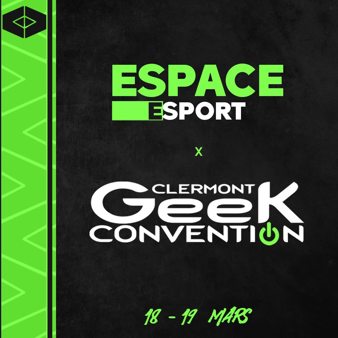 EspaceEsport's tweet photo. L'Espace Esport se déploie pour la première fois lors de la Clermont Geek Convention ce week-end (18 et 19 Mars). Venez vivre l'expérience Esport en plein cœur du plus grand rassemblement geek et pop-culture auvergnat ! 
Animations, tournois et lots à gagner seront de la partie ! https://t.co/mSHSD8iKbo