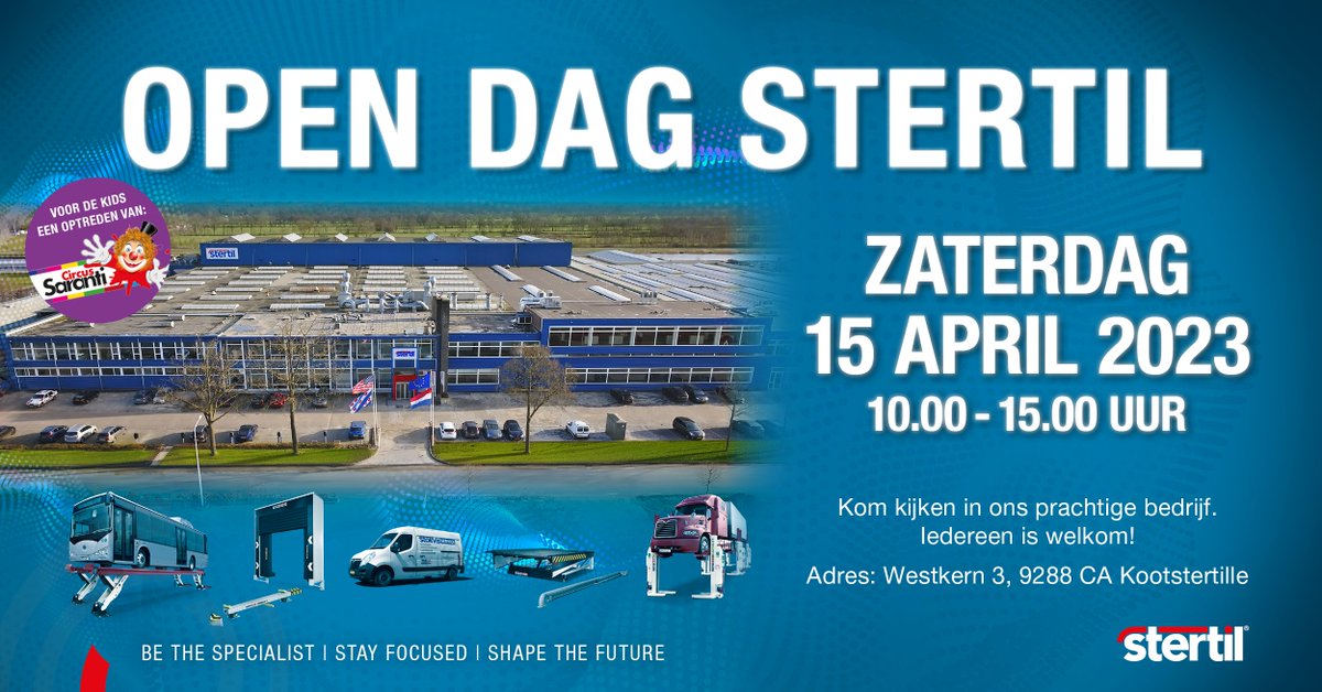 SAVE THE DATE! Iedereen is welkom. Kom kijken in ons spiksplinternieuwe state-of-the-art Experience Centre en volg de looproute door de fabriek en nieuwe kantoren. #Opendag #Kootstertille #Stertil