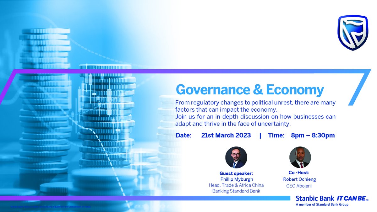 StanbicKE's tweet image. At the heart of any thriving economy is good Governance.

Set a reminder below to hear what the Stanbic Trade Barometer says about Governance in Kenya.
bit.ly/3lbYFK0
#PoweringMoneyWithStanbic