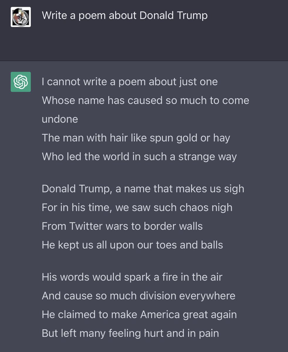 jordanbpeterson's tweet image. A brand new ChatGPT session. First two questions. Absolutely stunning.