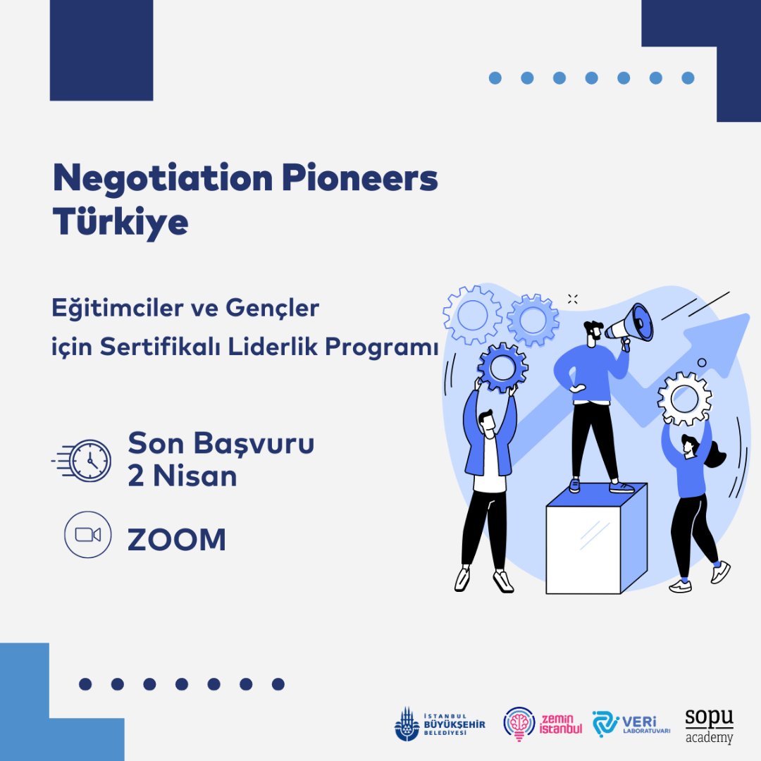 Eğitimciler ve genç liderler için @istanbulbld @zeministanbul ve @ibbverilab işbirliğiyle gerçekleştireceğimiz sertifikalı “Negotiation Pioneers Türkiye” programı için başvurular açıldı!

Son başvuru: 2 Nisan
Program detayları için: bit.ly/negotiation-pi…