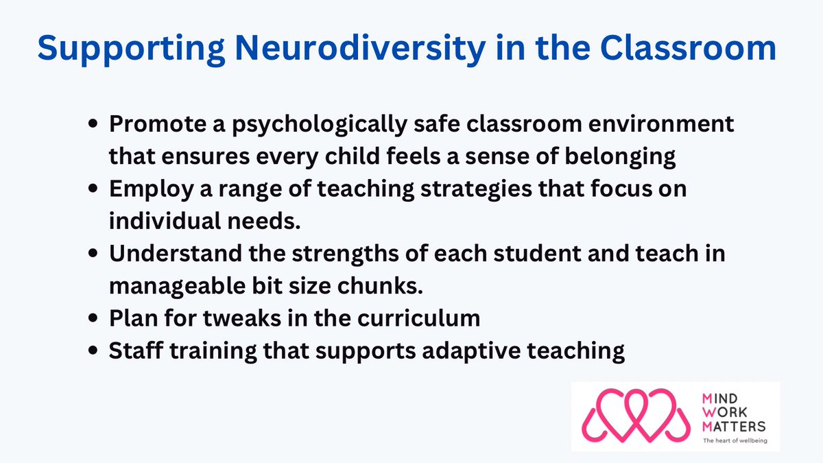 Every child should be seen, heard and have their feelings validated.  They have unique qualities that need to be highlighted and celebrated.  Promote a psychologically safe classroom environment that ensures every child feels a sense of belonging #NeurodiversityCelebrationWeek