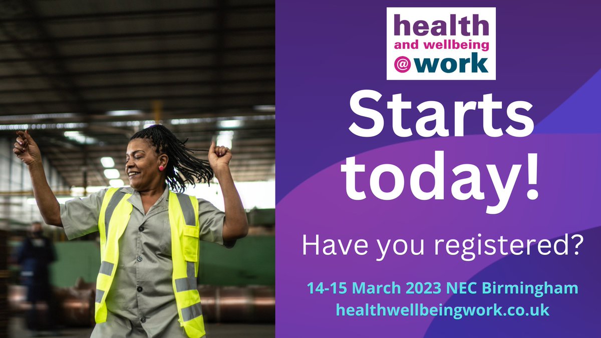 HWatWork's tweet photo. Health and Wellbeing at Work Conference and Exhibition starts today!
There's still time to register via our website or at the NEC, Birmingham.
https://t.co/l7eHeKrfDq
#HealthatWork2023 #HWW2023 #HWatWork https://t.co/zYSKQ3FYXJ